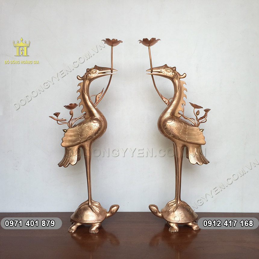Đ&ocirc;i Hạc Đồng Thờ C&uacute;ng Bằng Đồng Nồi H&agrave;ng Kỹ 70cm